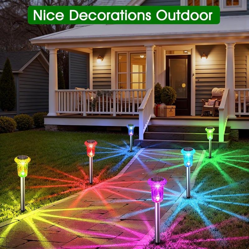 Eyrosa Solar Outdoor Lights, 10 Pack Solar Pathway Lights Outdoor Waterproof, Stainless Steel Stake Lights for Garden Yard Path Walkway Driveway Patio Lawn Decor,Color Changing - Image 5